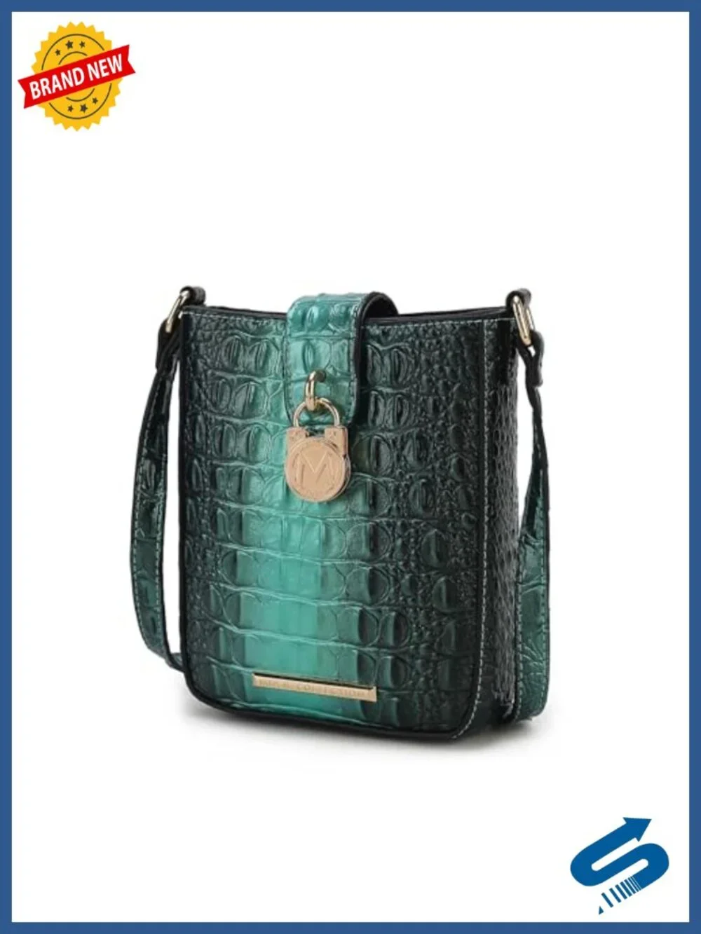Faux Crocodile Embossed Vegan Leather Crossbody Bag - Shoulder Handbag